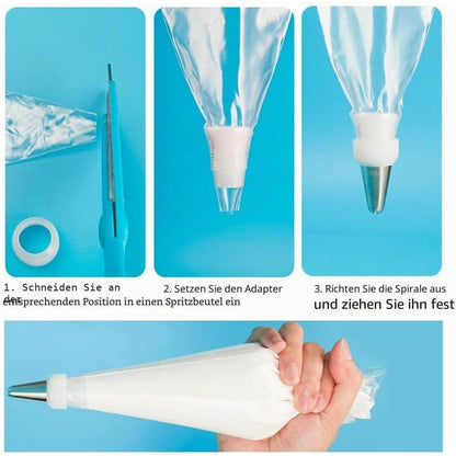 100 Spritzbeutel Einweg – Anti-Burst & 6 Krawatten