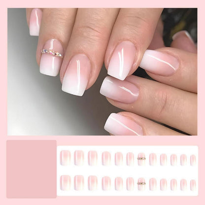 24 Stück weiße und pinke Square Fingernägel press on Nails