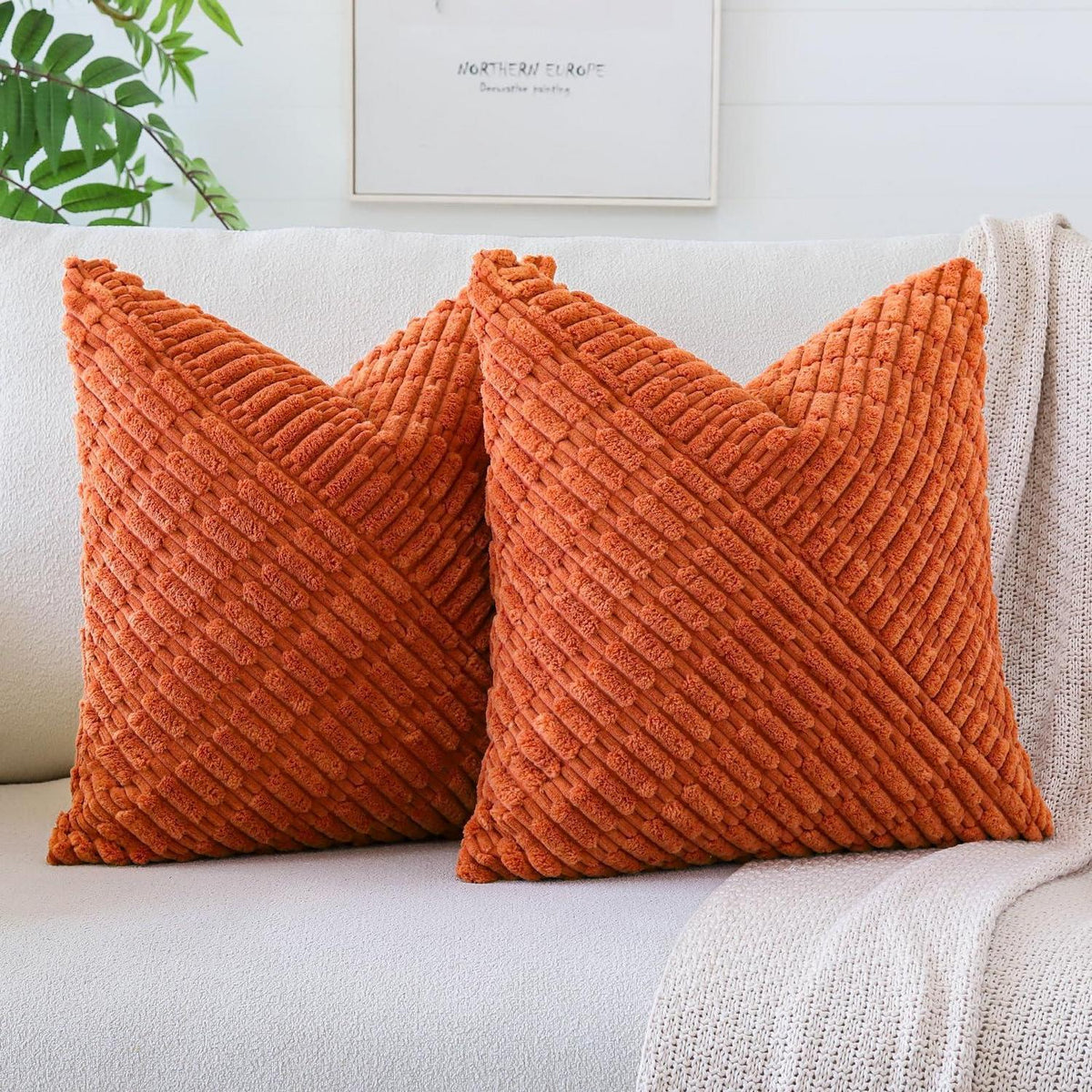 Kordsamt Kissenbezüge 2er Set – Rost, 45x45 cm