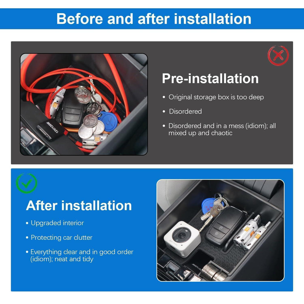 Armlehnen Organizer Tray für VW Tiguan 2 (2017-2023)