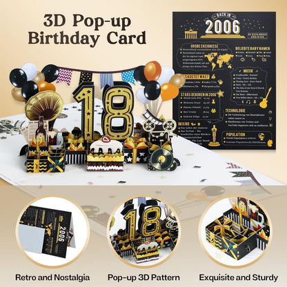 Joyoldelf 18. Geburtstag 2006 Jahrgang Pop Up Karte Geschenk Umschlag