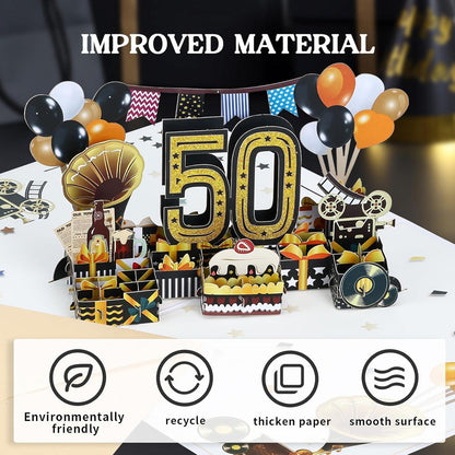 Joyoldelf 3D Pop Up Geburtstagskarte 1974 Jahrgang Geschenk Umschlag