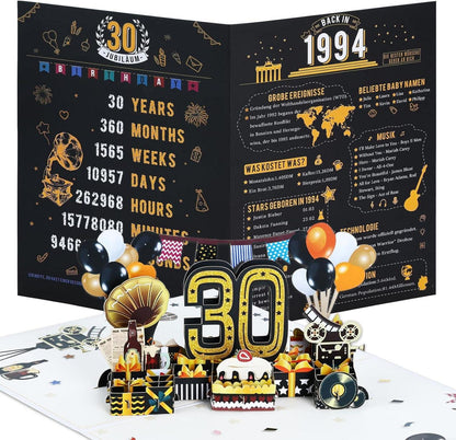 Joyoldelf 3D Pop Up Geburtstagskarte 30. Jahrgang 1994 Geschenk