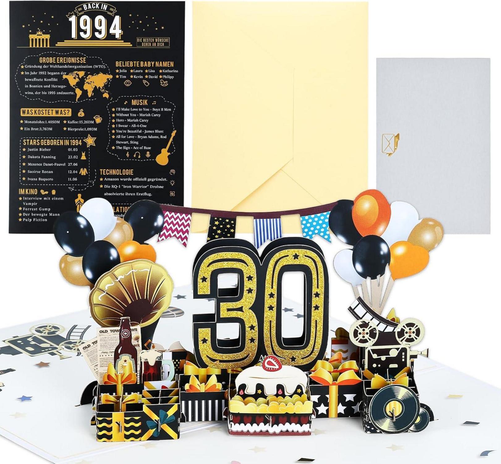 Joyoldelf 3D Pop Up Geburtstagskarte 30. Geburtstag 1994