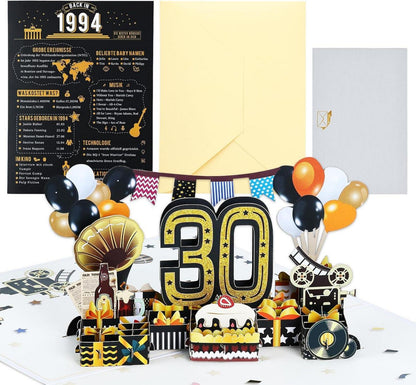 Joyoldelf 3D Pop Up Geburtstagskarte 30. Geburtstag 1994