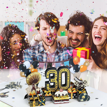 Geburtstagskarte 3D Pop Up Karte 30. Jahrgang Geschenk Umschlag Helles