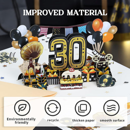 Joyoldelf 3D Pop Up Geburtstagskarte 30. Jahrgang Geschenk Umschlag