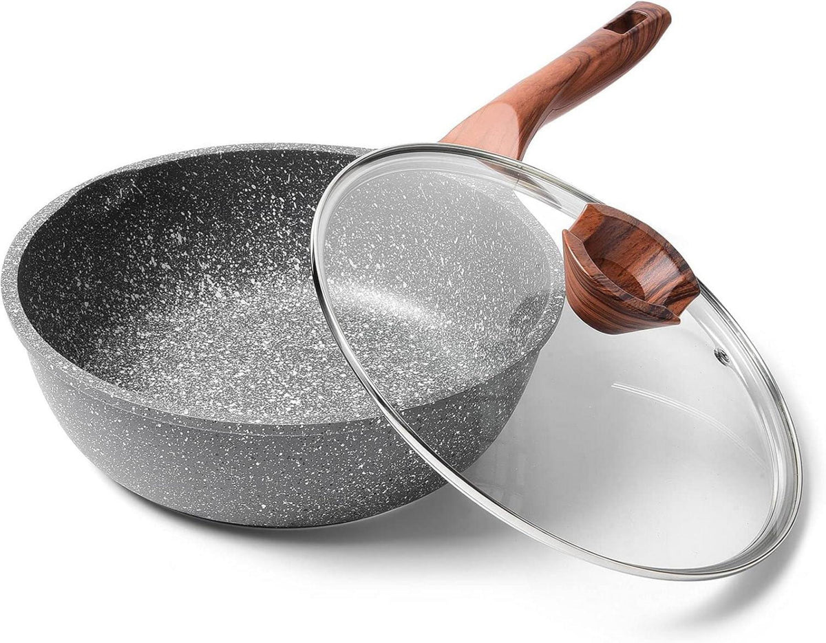 Antihaftpfanne 24cm mit Deckel und Granitbeschichtung