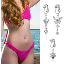 3er Set Silber Fake Bauchnabelpiercing Chirurgenstahl CZ