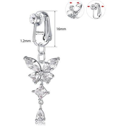 3er Set Silber Fake Bauchnabelpiercing Chirurgenstahl CZ