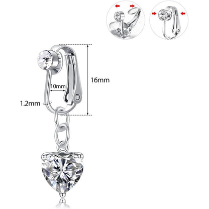 3er Set Silber Fake Bauchnabelpiercing Chirurgenstahl CZ