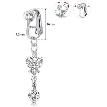 3er Set Silber Fake Bauchnabelpiercing Chirurgenstahl CZ