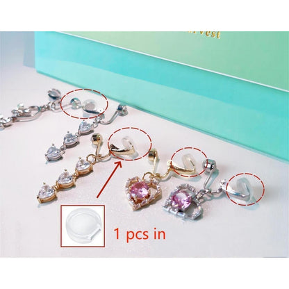 3er Set Silber Fake Bauchnabelpiercing Chirurgenstahl CZ