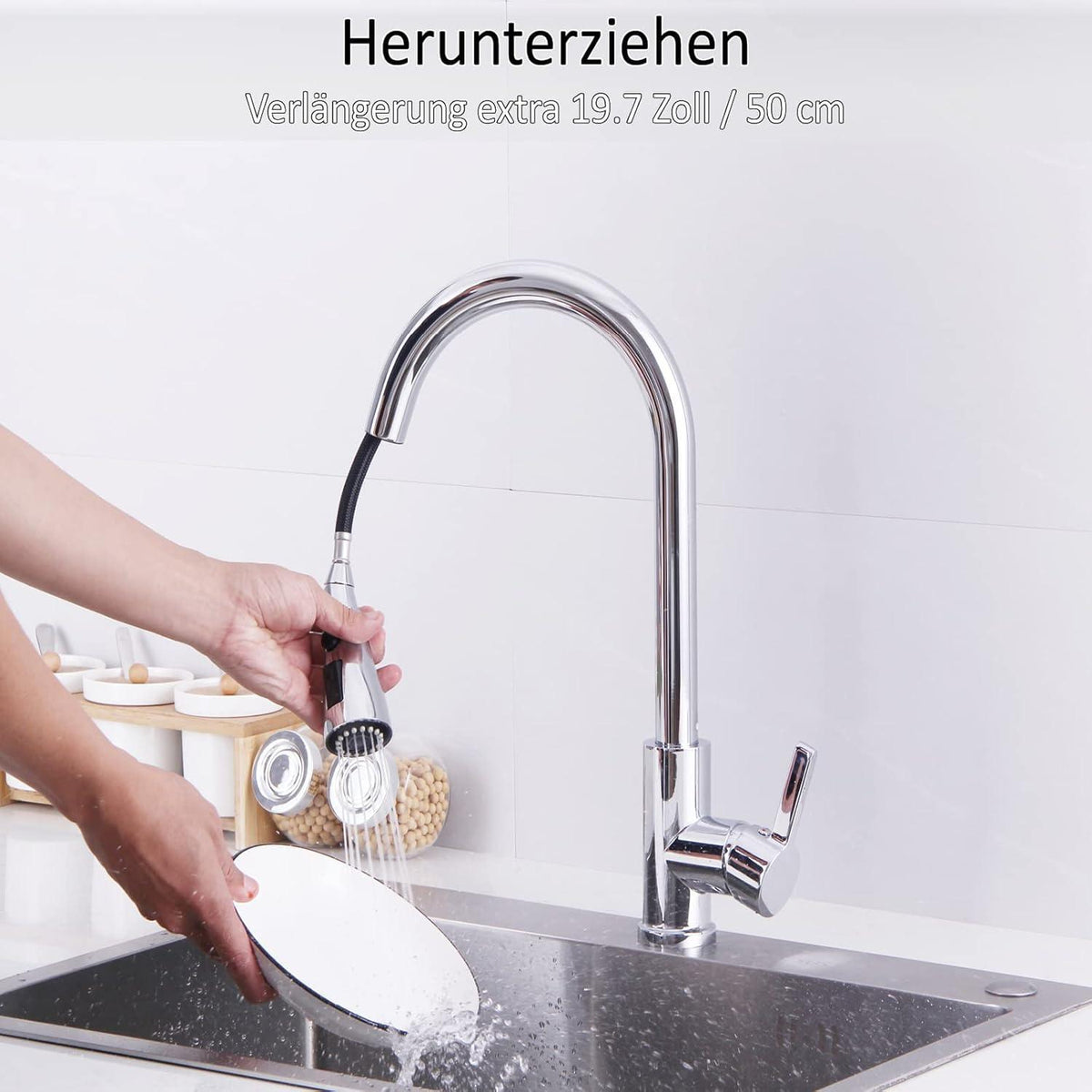 Hochdruck Küchenarmatur 360° schwenkbar ausziehbar mit Brause