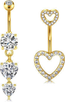 Bauchnabelpiercing Set Kristall Zirkonia Gold Silber 14G
