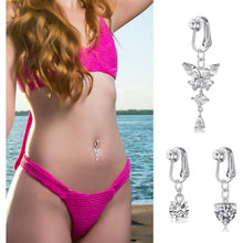 3 Stück Fake Bauchnabelpiercing Set Silber Lang Kristall