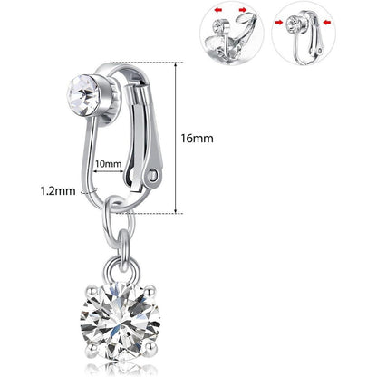 3 Stück Fake Bauchnabelpiercing Set Silber Lang Kristall