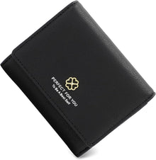 Geldbörse Damen Klein mit Münzfach & Kartenfächern PU Leder Schwarz