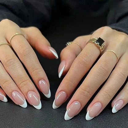 24er Set French Press on Nails - Weiße Falsch Nägel Kurz