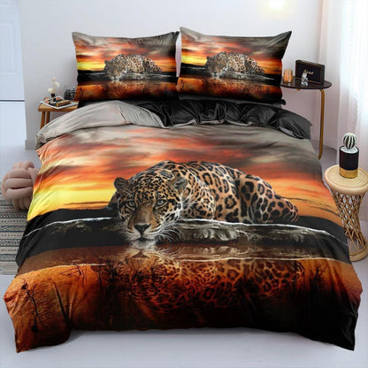 Bettwäsche-Set 135x200 Leopard 3D Gelb Gold | 4-teilig