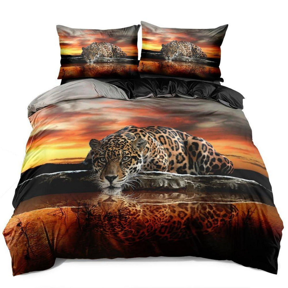 Bettwäsche-Set 135x200 Leopard 3D Gelb Gold | 4-teilig