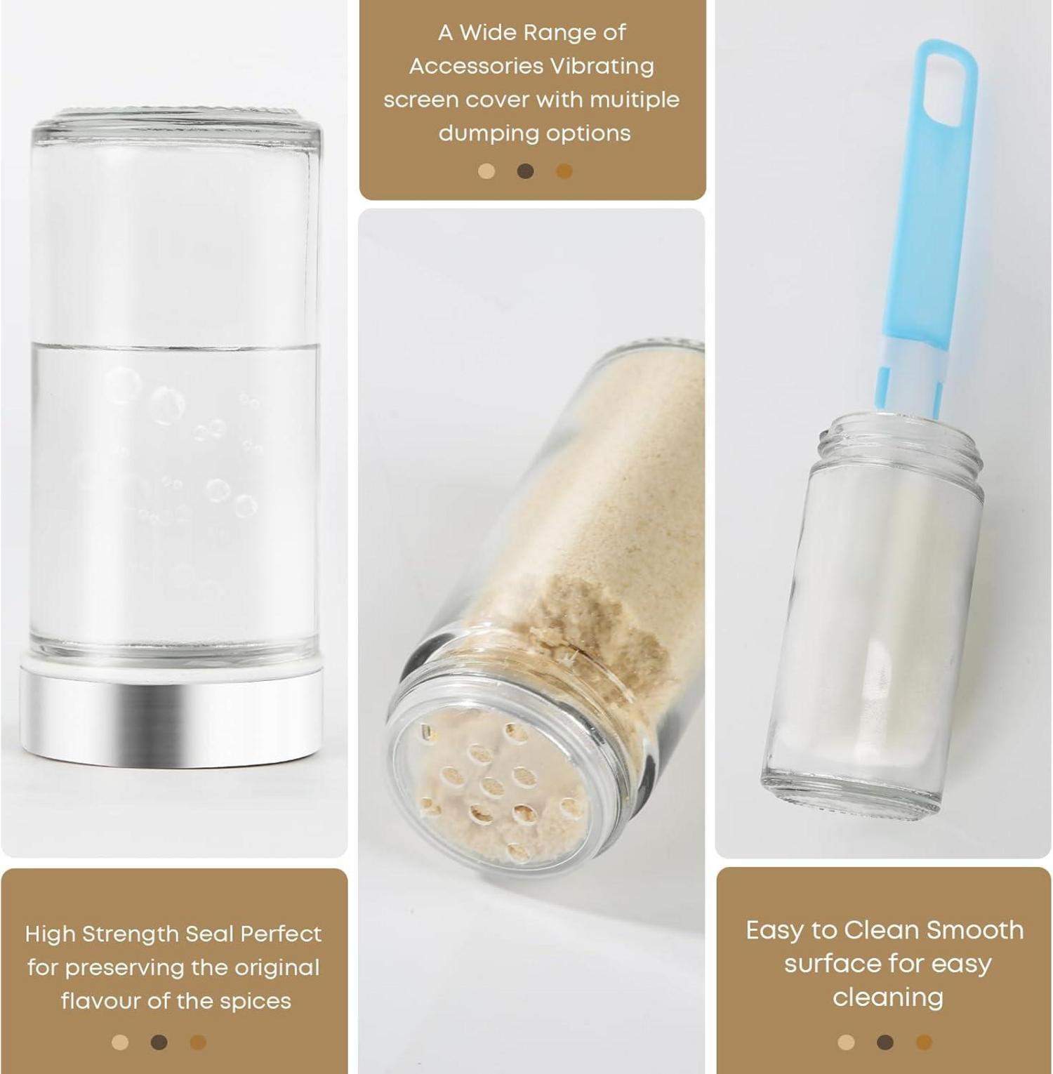 Gewürzgläser Set aus Glas 100ml (24 Stück) Edelstahldeckel Trichter Aufkleber