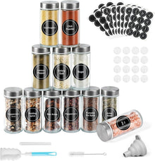 Gewürzgläser Set 12er 120ml Glas Streueinsatz Etiketten Trichter