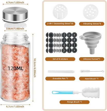 Gewürzgläser Set 120ml 12er Rund Gewürzdosen Glas