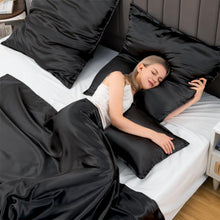Satin Kissenbezüge Schwarz 80x80 2 Stück Haargummis
