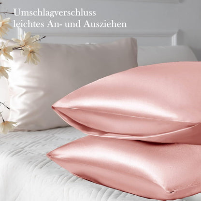 2er-Set Satin Kissenbezug 40x80 Rosa Haarpflege und Hautschutz