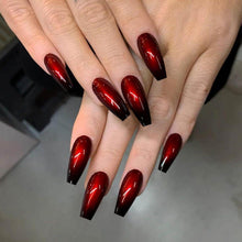24 Stück Mittel Sarg French Künstliche Nägel Rot Schwarz