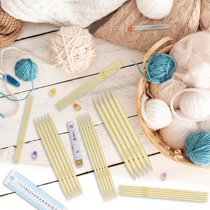 Bambus Stricknadeln Set 75 Stück Doppelspitzen Strickzubehör 20 cm Nadelspiel 2,0-10 mm
