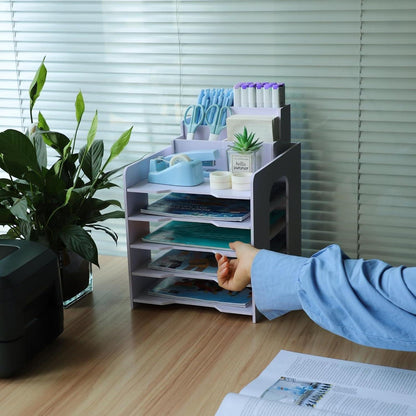 Holz Briefablage mit Stifthalter, 5-Tier Schreibtisch