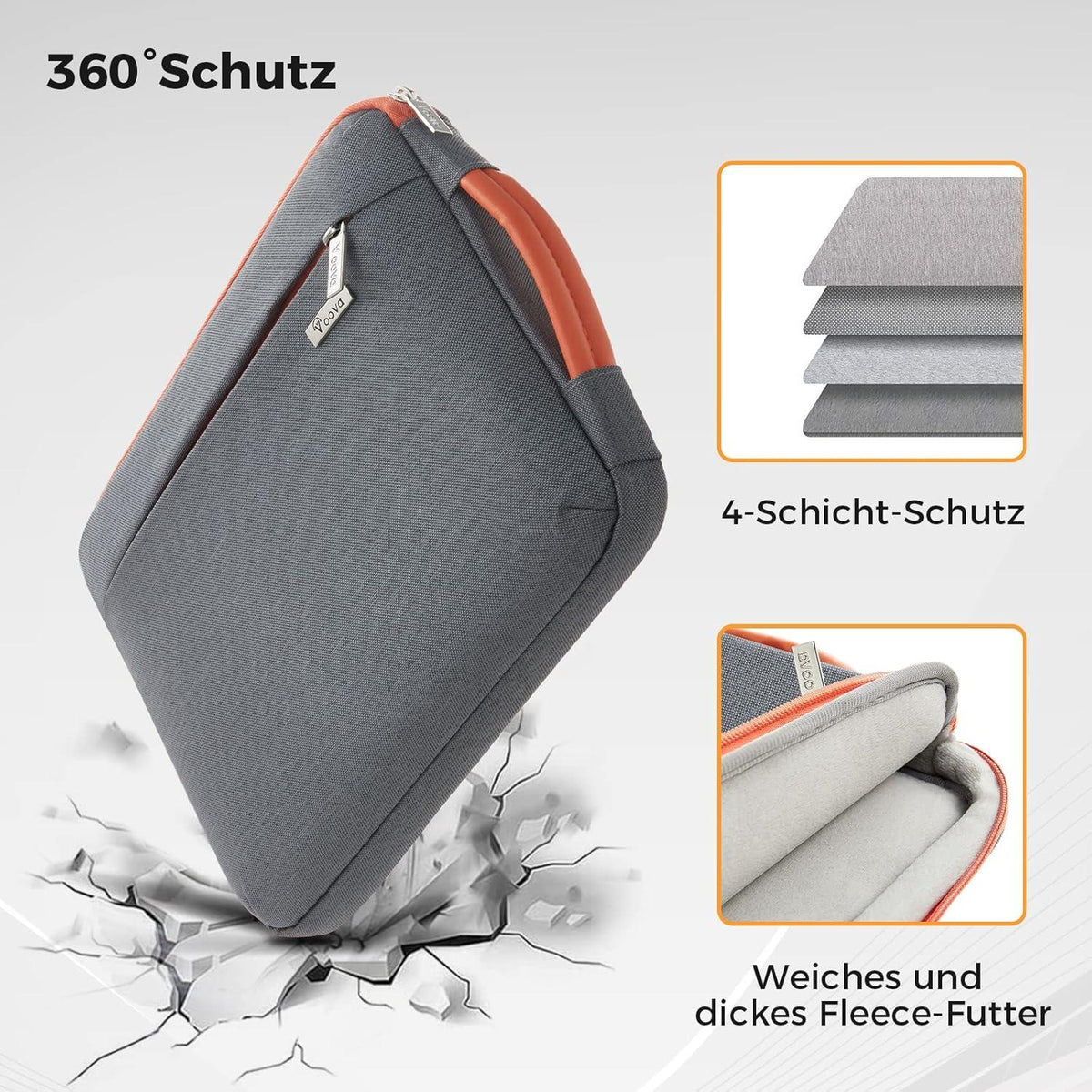 Voova Laptophülle 15 Zoll MacBook Air M2 A2941 Schutzhülle Grau