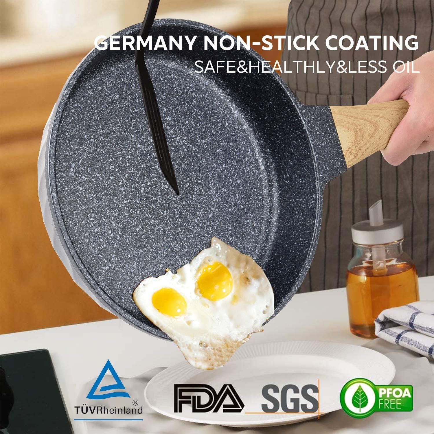 Antihaft-Pfannenset mit Deckeln 20cm 24cm 28cm Induktion Black with Lids