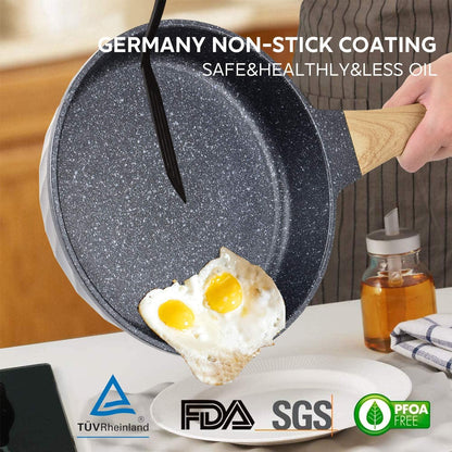 Antihaft-Pfannenset mit Deckeln 20cm 24cm 28cm Induktion Black with Lids