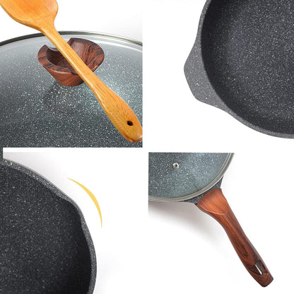 30cm Tiefe Pfanne mit Hochrand und Deckel Granitbeschichtung