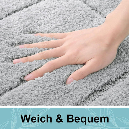 Mikrofaser Badteppich Set Grau – Weich & Rutschfest 40x60+60x90 cm