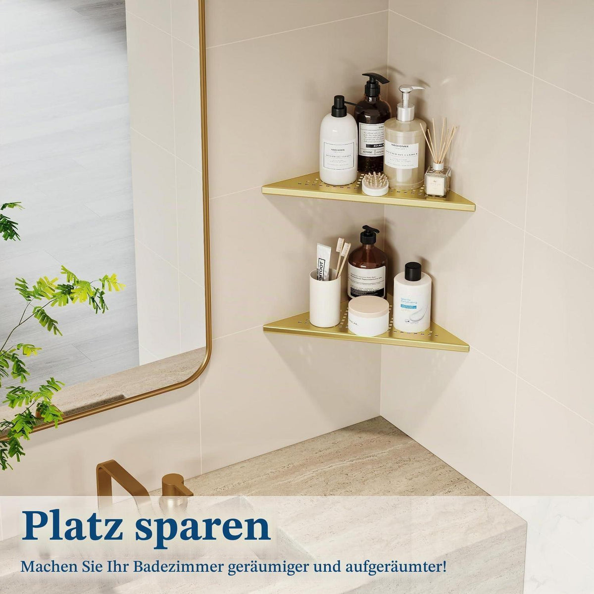 Eckduschregal Edelstahl Gold – 2er Set mit Anleitung