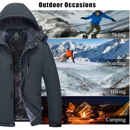 Herren Skijacke Wasserdicht & Warm – Dunkelgrau für Ski & Outdoor