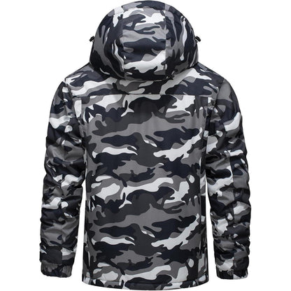Herren Skijacke Wasserdicht & Warm – Outdoor Winterjacke Schwarz Camo