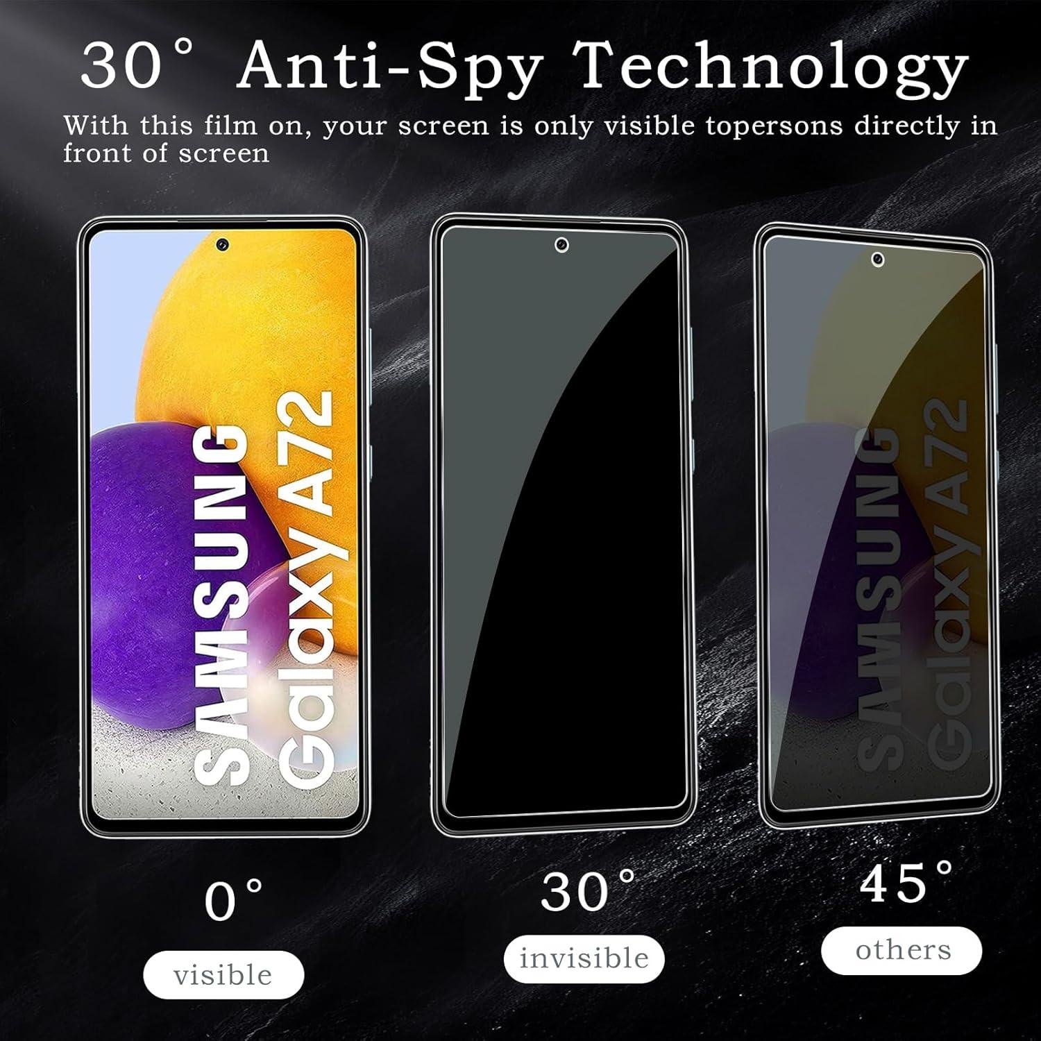 2 Stück Samsung Galaxy A72/A71/A73 Sichtschutzfolie 9H HD Blickschutz