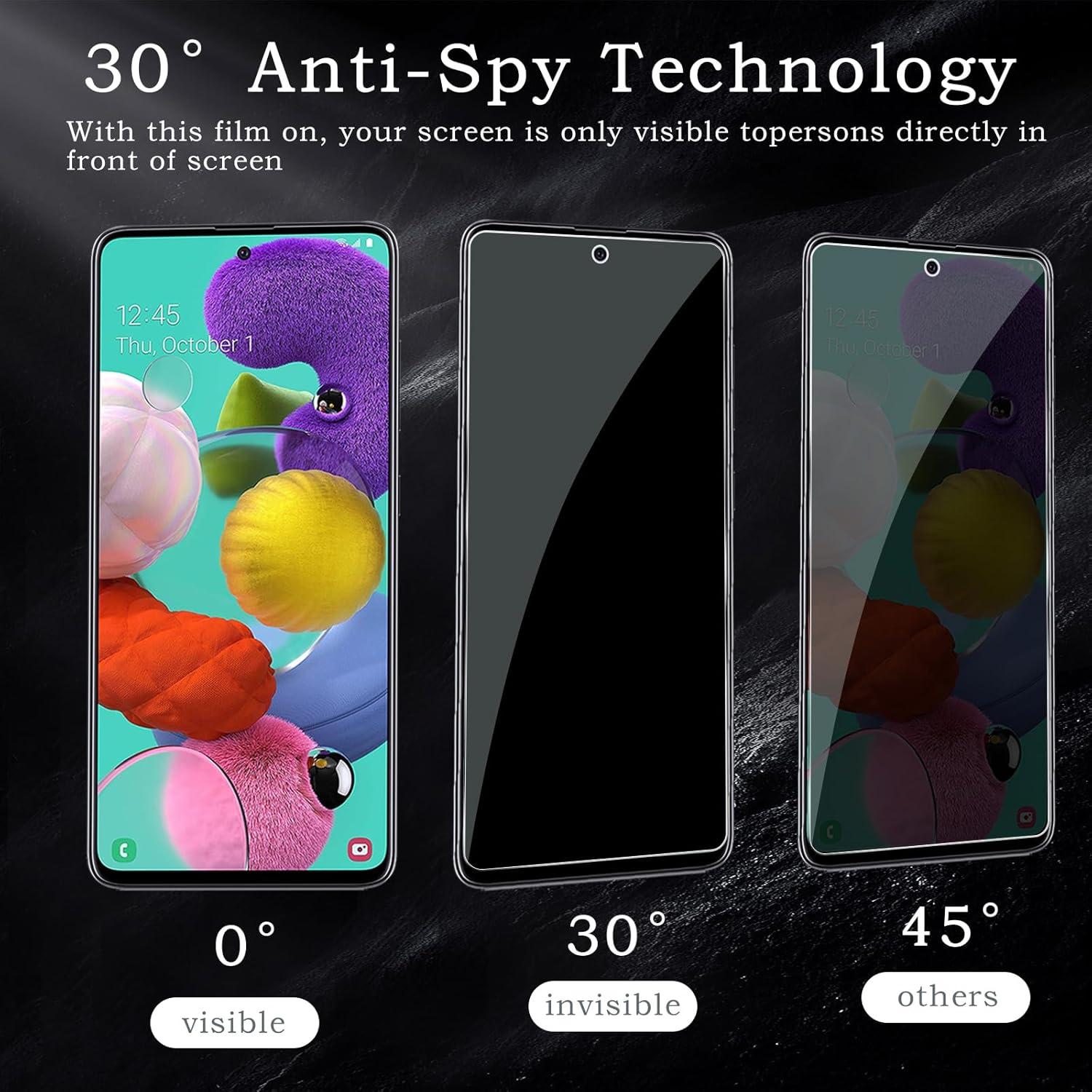 2x Blickschutz Samsung Galaxy A51/A52/A53 Folie, Anti-Spy Panzerglas, 9H Härte