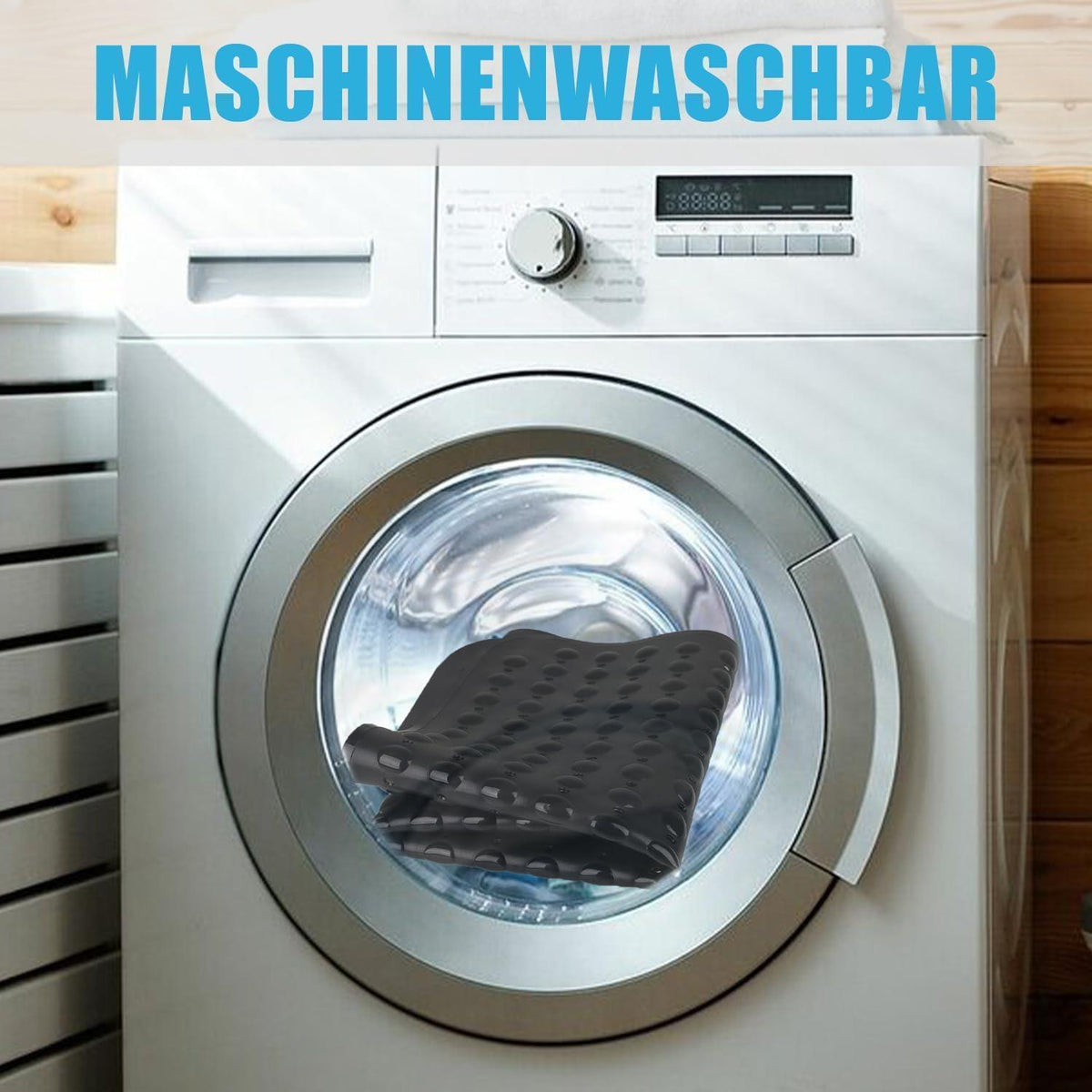 Rutschfeste Duschmatte 80x80 cm – Schwarz für Senioren