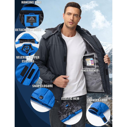 Herren Skijacke Wasserdicht & Warm – Dunkelgrau 3XL