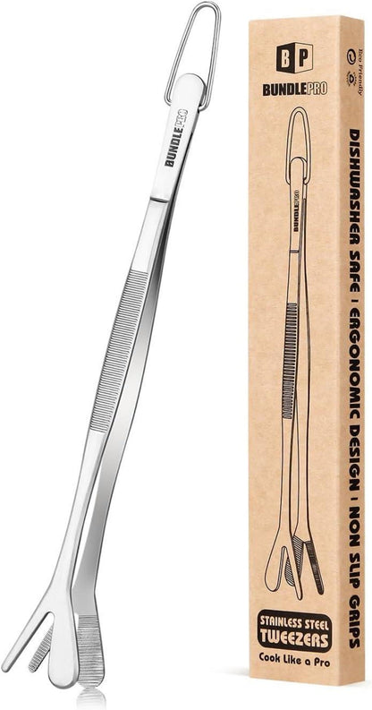 2-in-1 professionelle Edelstahl-Kochpinzette für Küche & Grillen