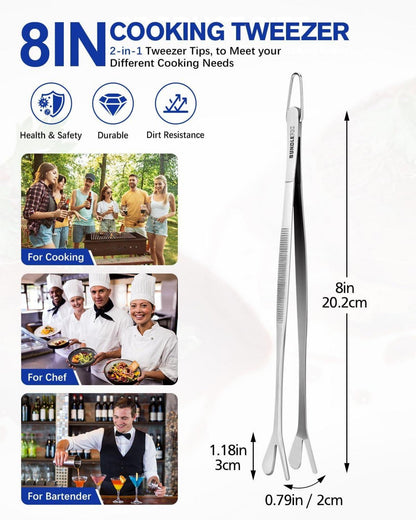 2-in-1 professionelle Edelstahl-Kochpinzette für Küche & Grillen