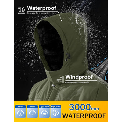 Herren Skijacke Wasserdicht & Warm – Armeegrün