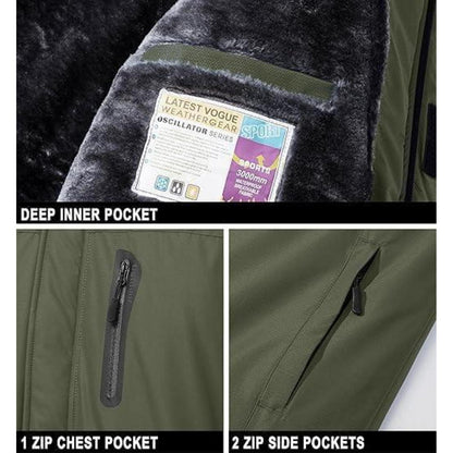 Herren Skijacke Wasserdicht & Warm – Armeegrün