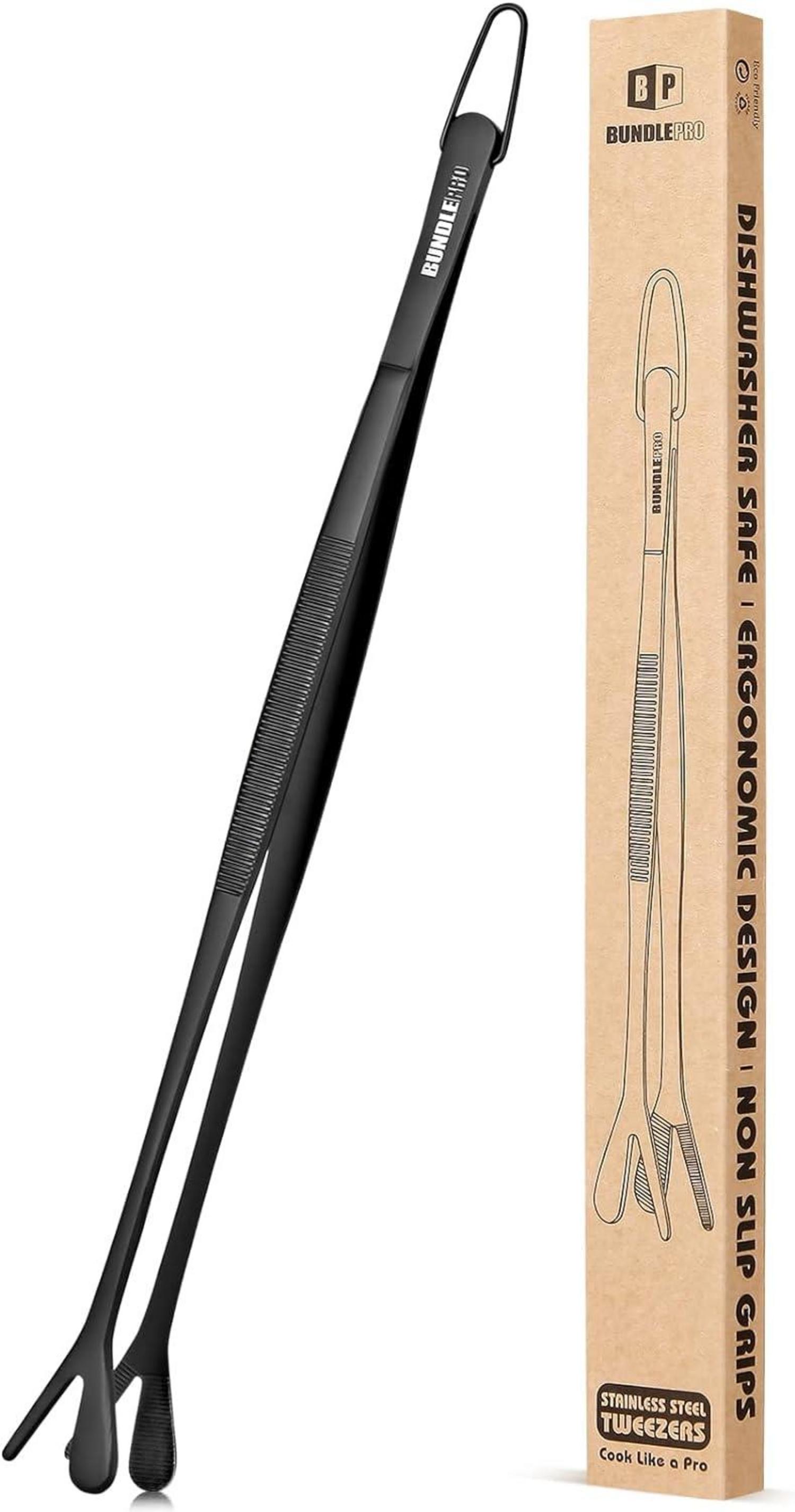 Doppelspitze Kochpinzette 2-in-1 Profi-Edelstahl Küchenpinzette 30.5